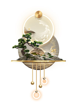 玄关3d立体浮雕立体山水挂画