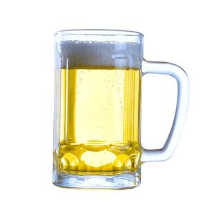 金达莱大玻璃杯扎啤酒杯纯色加厚带把茶杯英雄杯家用茶楼裸盒装