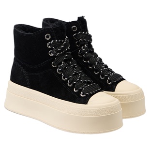 fed厚底棉靴冬季新款女靴增高短靴黑色加绒高帮鞋女款S1022-YA201