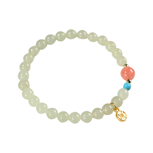 昆玉谣新疆和田玉白玉真品手链手串珠串高冰晴水湖水绿女款简约