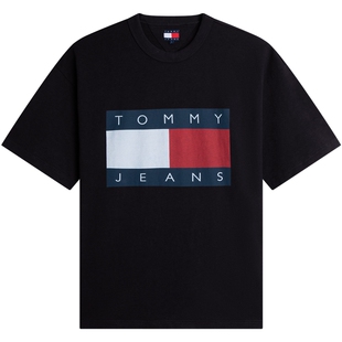 Tommy26春夏新款男女重磅纯棉美式醒目旗标印花宽松圆领短袖T恤