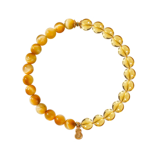 天然金发晶金虎眼石手串补土手链五行喜土缺土属性黄玉补金土饰品