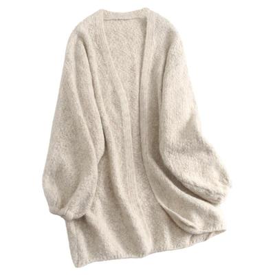 开衫外套中长款灯笼袖女长袖毛衣