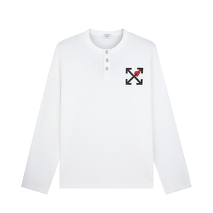 OFF-WHITE™情侣装爱心双箭头装饰长袖T恤男女同款圆领纯棉上衣