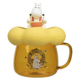芬兰姆明moomin耐热玻璃吸管杯带杯盖斜挎便携户外随身杯子马克杯