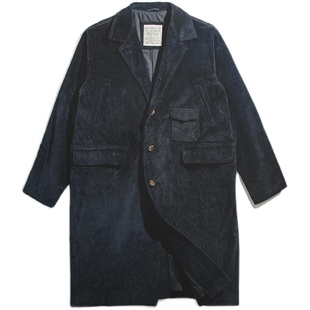 马登工装美式复古灯芯绒克苏鲁文职大衣宽松外套中长款风衣男春