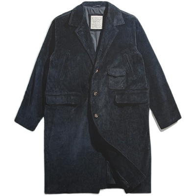 马登工装美式复古灯芯绒克苏鲁文职大衣宽松外套中长款风衣男秋