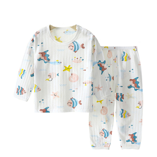 婴儿衣服分体套装a类纯棉夏款女宝宝男孩空调服薄款儿童睡衣夏季