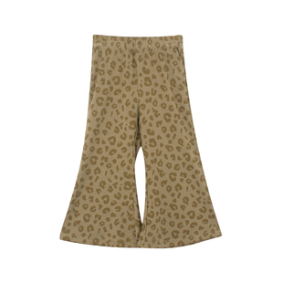 大耳象女童豹纹喇叭裤2026春季新款宝儿休闲个性小众复古长裤子