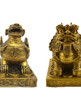 貔貅一对风水摆件天禄皮休纯铜质
