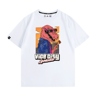 GTA6游戏短袖鳄鱼麦加同款T恤衫百搭cos服休闲夏季男纯棉上衣宽松