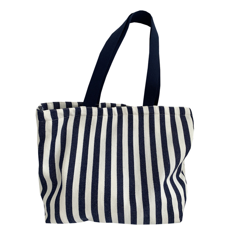 2025新款条纹帆布包女大容量单肩包时尚百搭通勤托特包学生上课包