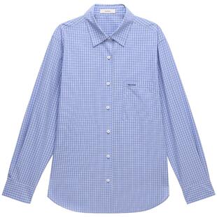 [新品]OCHIRLY欧时力 衬衫26夏季纯棉蓝白格子中长款防晒长袖