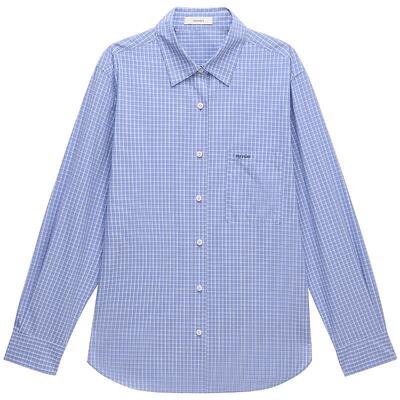 OCHIRLY欧时力纯棉格子中长衬衫