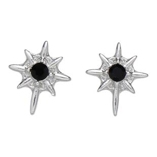 刊赛黑钻星芒耳钉八芒星耳饰女个性小众高级感网红气质百搭耳饰品