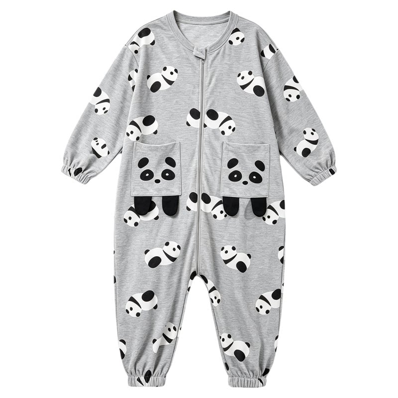 男童纯棉连体睡衣护肚防踢春秋