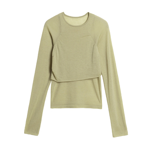 322WORKHOUSE质感气质毛衣单品秋冬丝光羊毛拼接式长袖套头衫B132