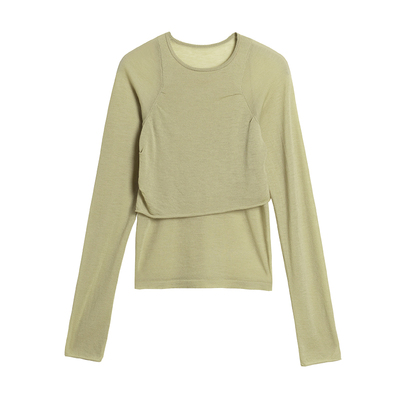 丝光羊毛拼接式套头衫