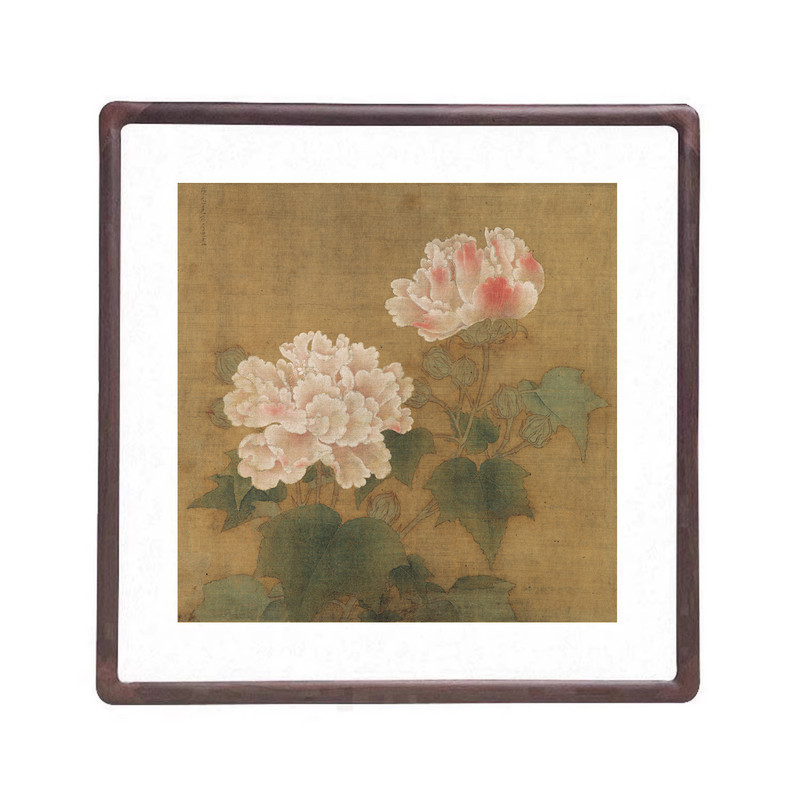 宋代李迪红白芙蓉斗方国画