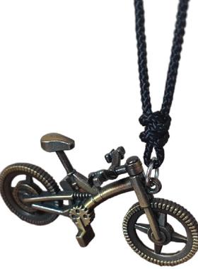 复古自行车算盘吊坠项链长款