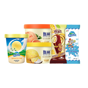 推荐伊利冰淇淋甄稀90杯巧乐兹大布丁组合6杯+15支雪糕