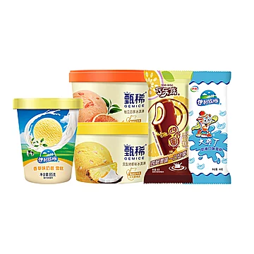 伊利冰淇淋甄稀90巧乐兹大布丁组合6杯+15支