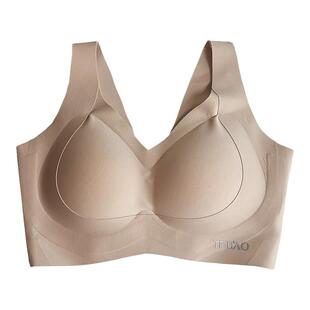 安琪儿无痕内衣女大胸显小薄款防下垂收副乳大码背心式文胸罩2661