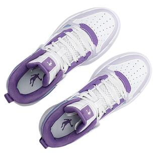 乔丹女鞋板鞋官方休闲鞋轻便透气高帮鞋潮流小白鞋紫色鞋子女款