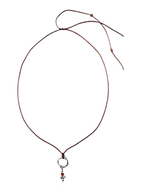 梦行之环纯银绿松石吊坠蜡绳项链