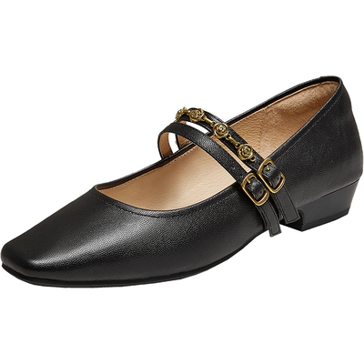 TATA他她女鞋午后庄园2025冬时尚女气质玛丽珍鞋羊皮单鞋YRU03CQ5