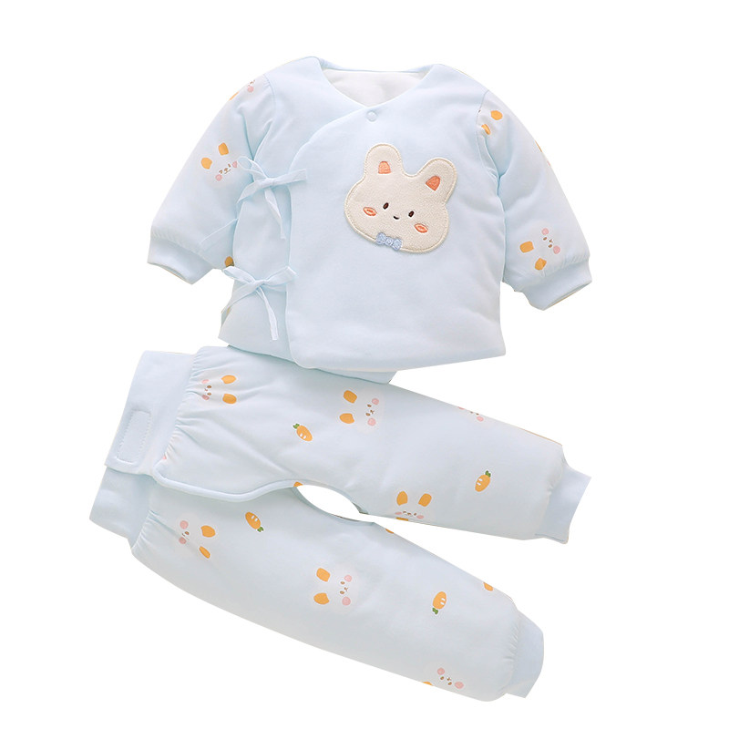 新生婴儿衣服小月龄夹棉加厚分体套装幼儿a类冬天0-3冬装棉袄棉服