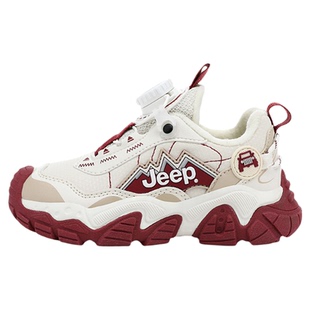 jeep女童棉鞋冬季加绒保暖儿童运动老爹鞋红色二棉男童新年跑步鞋