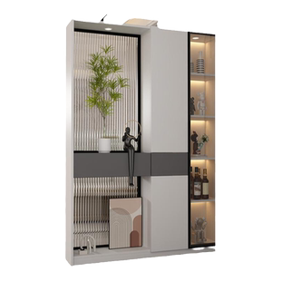 实木屏风隔断柜入户鞋柜玄关柜一体客厅现代轻奢高档正对门转角柜