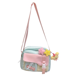 胡子鸡仔多巴胺少女撞色小包包女学生手机包轻便单肩包百搭斜挎包