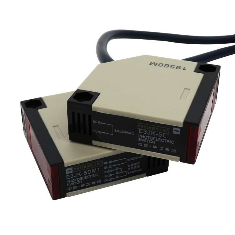 沪工E3JK-5DM1/5L红外光电开关传感器220V感应器对射式5米24V型