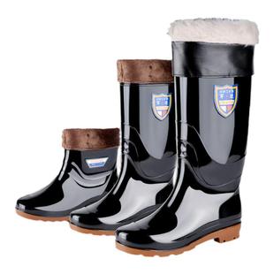 耐磨高筒雨鞋男款保暖水鞋加棉加厚长筒雨靴加绒防滑劳保雨鞋胶鞋