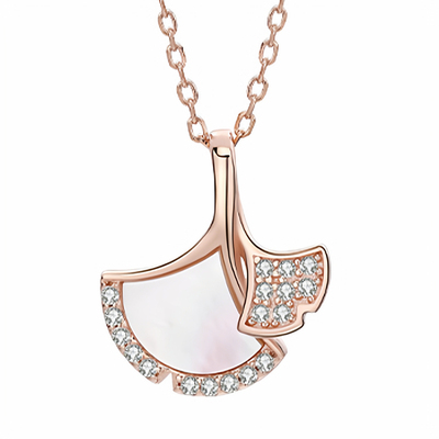 POEMS925银杏叶镶钻锁骨链女