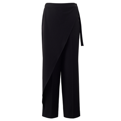 半松紧腰斜搭片侧腰带休闲裤