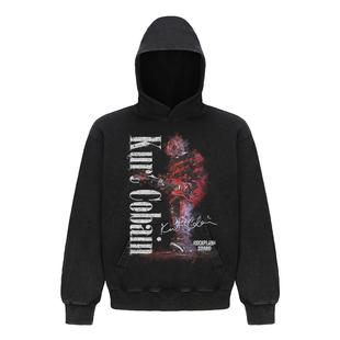 摇滚计划手绘风科特柯本涅槃乐队美式连帽卫衣男复古秋冬圆领长袖