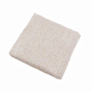 外单米白色彩纱亮片刺绣小香风编织粗花呢面料春秋套装连衣裙布料