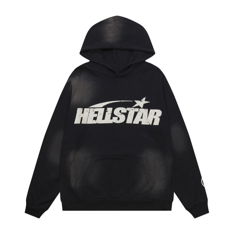 高版本Hellstar地狱之星美式高街复古水洗做旧男女VTG连帽衫卫衣