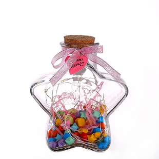 LED灯串五角星星瓶夜光许愿瓶玻璃发光瓶创意diy生日礼物折星星纸