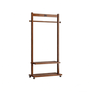 卧室全实木挂衣架落地式家用多功能可移动收纳置物架小户型衣帽架