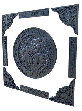 仿古墙饰福字影壁墙文化墙复古