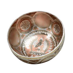 尼泊尔手工颂钵疗愈工具 雕象鼻财神白度母佛像铜钵静心钵盂摆件