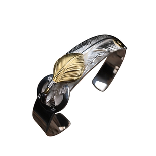 银创鹫见太郎TaroWashimi大点金羽毛平打手镯925银小羽毛男女手环