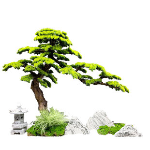 仿真松树迎客松美人松假树室内装饰新中式玄关橱窗楼梯下落地摆件