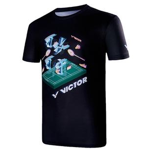 威克多胜利victor羽毛球服专业训练运动T恤男女短袖白色定制印字