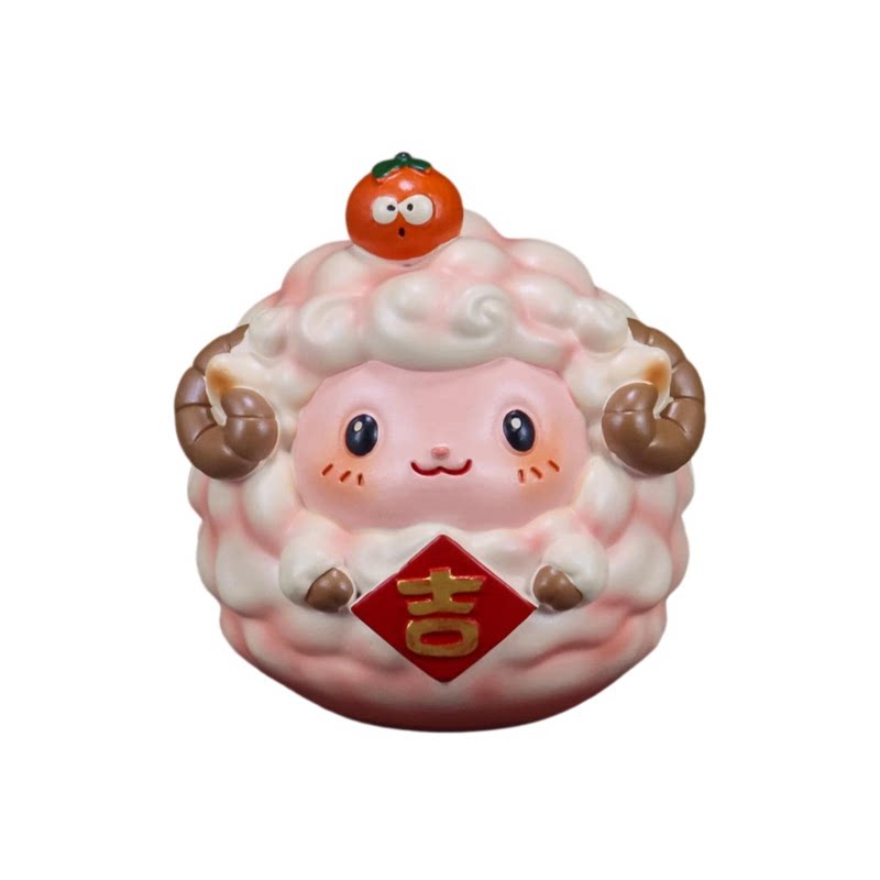 中式萌羊树脂生肖摆件车载装饰品