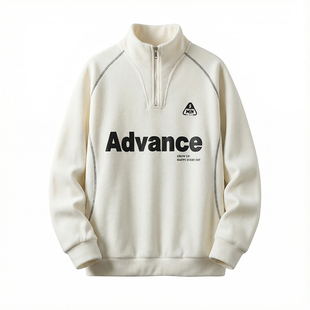 秋冬重磅新款青少年美式半拉链卫衣潮牌印花加绒加厚百搭男生卫衣